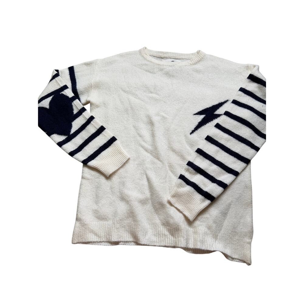 Just Madison Cream Lightning Bolt Knit Sweater – Size M
